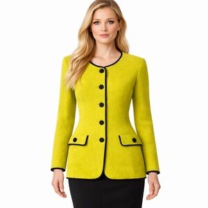St. John Collection by Marie Gray Lime Green Jacket Blazer Size 12 Textured USA